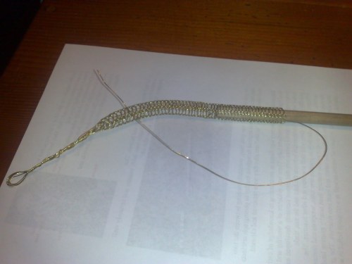 Viking wire weaving in progress